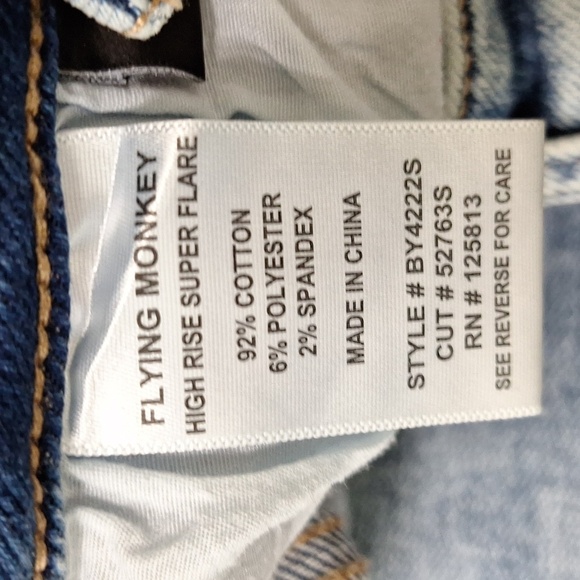 Flying Monkey Streetwear High Rise Super Flare Asymmetrical Button Fly Jeans- 30 - Picture 10 of 15